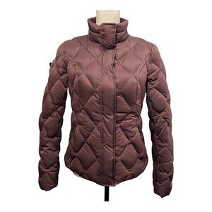 Eddie Bauer Jacket Women S Burgundy Puffer Goose Down Coat EB650 Diamond Quilted